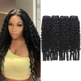Curly Hair Extensions 3C4A Water Wave Bundles Burmese Hair Bundles 20 22 24 26 Inch 100% Unprocessed Virgin Remy Hair with Spiral Ends