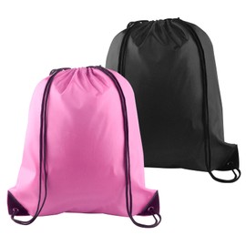 PLULON 2Pcs Drawstring Bags Bulk Drawstring Backpack Pink Black String Backpack Cinch Sack Sport Gym Backpack Bags for Yoga Traveling Outdoor Sports