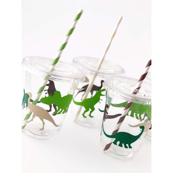 Dinosaur Cups - Set of 12 Dino Birthday Party Supplies for Kids Parties