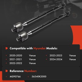 A-Premium 2 x Front Inner Tie Rod Ends, Compatible with Hyundai Venue 2020 2021 2022 2023 2024