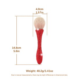 AsAlways Brocha de maquillaje portátil con diamantes de imitación brillantes y cristales brillantes, herramienta de belleza para la cara, cosmética, base líquida, corrector de polvo (rojo)