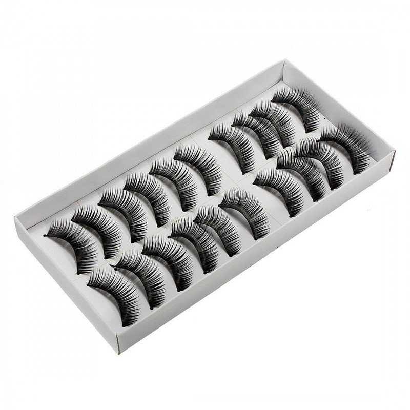 BOO015 – 10 Pairs Black Long HANDMADE Voluminous False Eyelash Eye lashes by