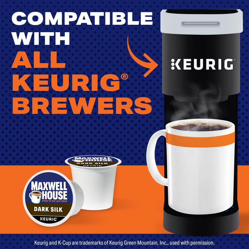 Maxwell House Dark Silk Dark Roast K-Cup Coffee Pods, 10