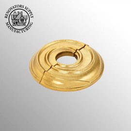 Renovators Supply Manufacturing Aluminum Escutcheon Plate 3.13 in OD Escutcheon 1/2 in IPS Lacquered Brass Finish Radiator Flange