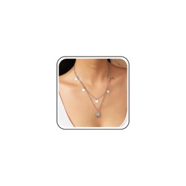 Inateannal Boho Layered Disc Coin Necklace Gold Sunburst Pendant Necklace Disc Coin Choker Necklace Vintage Sun Chain Necklace Round Coin Necklace Chain, Zinc, No Gemstone