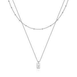 RWQIAN Layering Chain with Letters A-Z Pendant Women's Letter Chain Gold/Silver Initials Letter Necklace 18 Inches + 2 Inches Jewellery Letters Gifts for Women, Stainless Steel