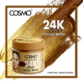 Cosmo Skin Care 24k Gold Facial Face Mask 200g/7oz, Reduce Fine Lines, Wrinkles & Blemishes, Hydrating Mask, Pore Clearing, Boost Collagen, Skin Treatment, All Skin Types, For Men & Women, Face Wash