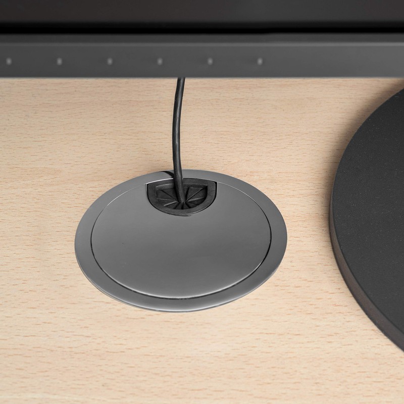 Emuca Round built-in metal grommet for table/desk/worktop, Ø80mm, Bright chrome