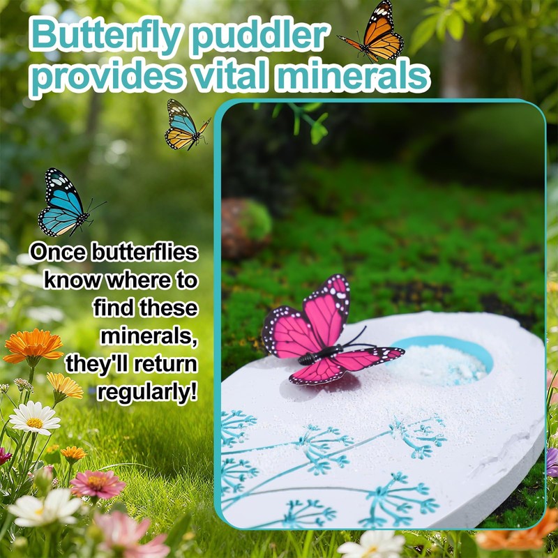 AceOrbit Butterfly Puddler Garden Stone Butterfly Bath Watering Feeder Station
