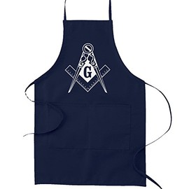 Traditional Square & Compass Masonic Cooking Kitchen Apron - [Navy]