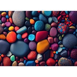 HUADADA Jigsaw Puzzles for Adults 1000 Piece Jigsaw Puzzles for Adults Challenging Game Puzzles with Letters on Back（Colorful stones）