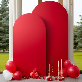 6.6FT Red Arch Cover - Spandex Fitted Wedding Arch Stand Covers Round Top Chiara Arch Backdrop Cover for Birthday Party Banquet Photo Background Decoration