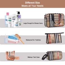 SOMIER 3 Pack/Size Waterproof Travel Toiletry Bag, Translucent Cosmetic Bags Stripe PVC Makeup Organizer, TSA Approved Zipper Carry on Pouch Travel Bag for Vacation, Bathroom, Airplane, Multicolor Stripe