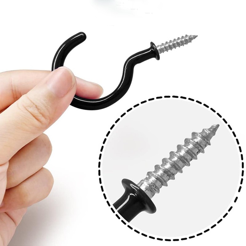 strrng 20pcs Metal Ceiling Hooks Wall Hooks- Cup Screw in