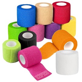 NIAWEA Vendaje Deportivo Autoadheribl 12 Roll,Vendaje Cohesivo Elástico no Tejido,Cinta Cohesiva para los Dedos 5CM X 4.5M para Estiramiento Atlético,