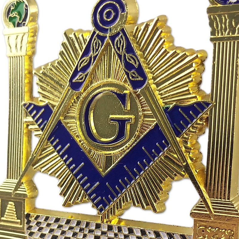 Masonic Pillars Car Emblem Shining Square & Compass Freemason auto
