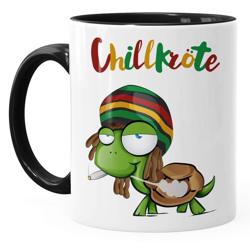 MoonWorks® Kaffee-Tasse Chillkröte Schildkröte Rastafrisur Joint Comic Stil Kaffeetasse Fun-Tasse