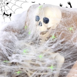 Halloween Spider Web Halloween Spider Web Approx. 7.1 oz (200 g), Stretchable, Luminous Spider x 50