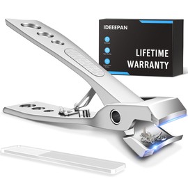 IDEEEPAN Nail Clippers for Thick Nails, Sturdy Sharp Heavy Duty Large Wide Jaw Opening Anti-Splash Fingernail and Toenail Clipper with Catcher for Seniors, Men & Women, Adult, Silver