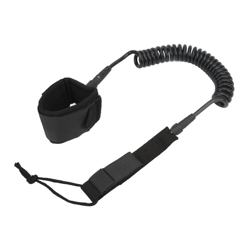 Surfboard Leash High Elasticity TPU Black Adjustable Coiled Surfing Leg