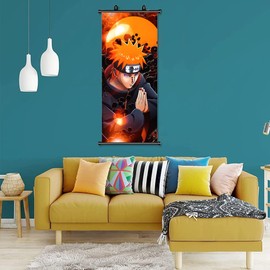ZPPLD Naruto Poster, Naruto Scroll Picture, Anime Poster Large, Naruto Pain Poster, Anime Figure Video Game Scroll, Fabric Poster for Wall Decoration, 70 x 30 cm Manga Poster