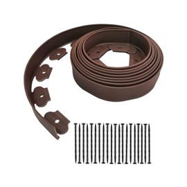 Landscape Edging,20ft Plastic No Dig Garden Edging with 20 Stakes,Lawn Edging for Lawn,Yard,Flower Gardens Border (Brown-20FT)