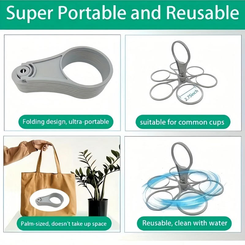 6 Cups Portable & Foldable Cup Carrier Holder with Handle,Super