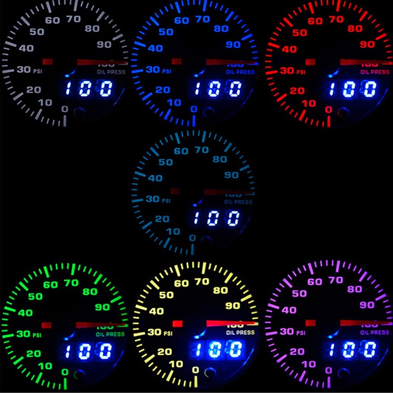 2in 52mm Oil Pressure Gauge Meter Pointer Digital Display with