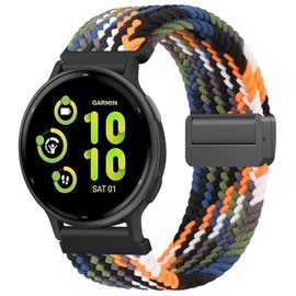 Oumida Elastic Nylon Bracelet for Garmin Vivoactive 5 Wristband/Vivoactive 3 Music, Garmin Venu Sq/Venu Sq 2/Venu Sq 2 Music/Venu 2 Plus Bracelets, Braided Watch Strap with Magnetic Buckle