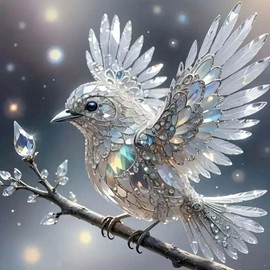 SHICERNHJ Hummingbird 5D Diamond Painting Kits for Adults,Diamond Art Kits White Bird for Beginners,DIY Full Drill Crystal Rhinestone Gem Art Craft Kits for Adults Home Wall Decor 12x12inch