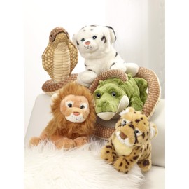 Heinrich Bauer 10247 Blickfanger & Glitter Sitting Tiger Plush Toy, 25 cm, White, Multi Color