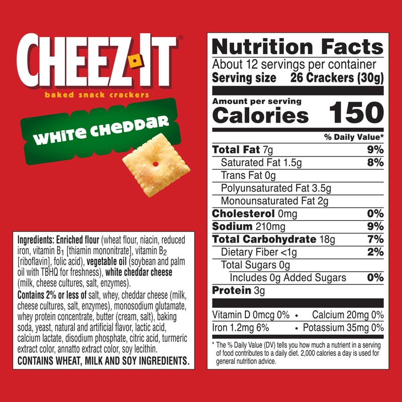 Cheez-It Cheese Crackers, Baked Snack Crackers, Lunch Snacks, White Cheddar,