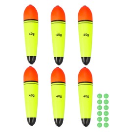 YELARXI Fishing Slip Bobbers, EVA Foam Bobbers Slip Floats with Fish Beads, 1.4 Oz Floatage Fit for Perch Carp Bass Fishing Corks Saltwater Freshwater (6 Pack, Red/Yellow)