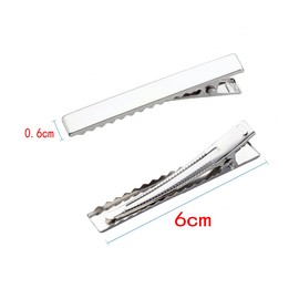 JZK 50 x Silver Duck Bill Metal Hair Clips 6cm Alligator Hair Clips for Home Salon and DIY for Girls and Women