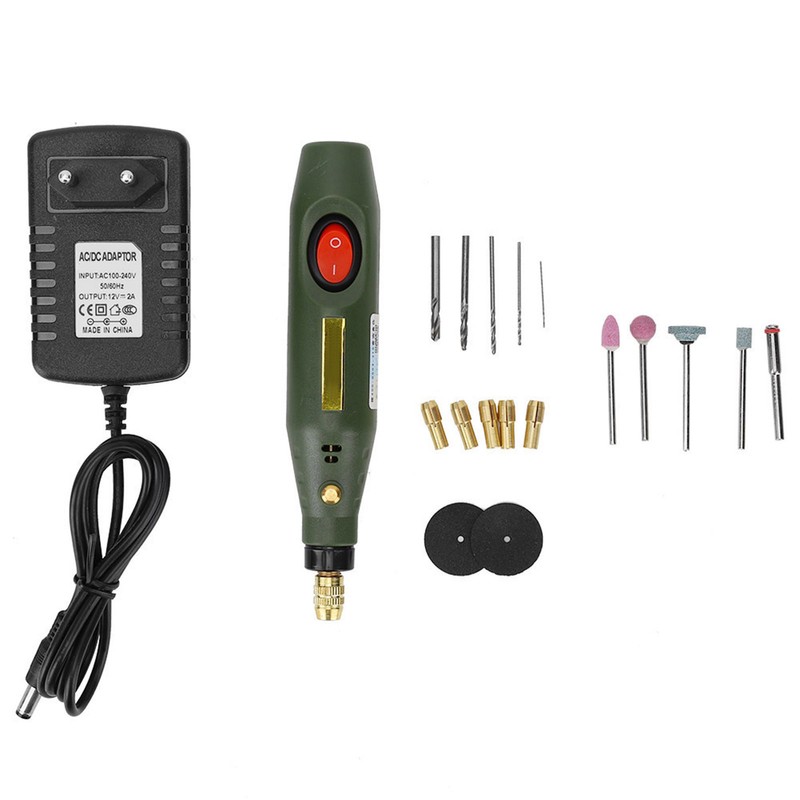 19Pcs Electric Grinder Machine Set Mini Adjustable Speed Hand Tool