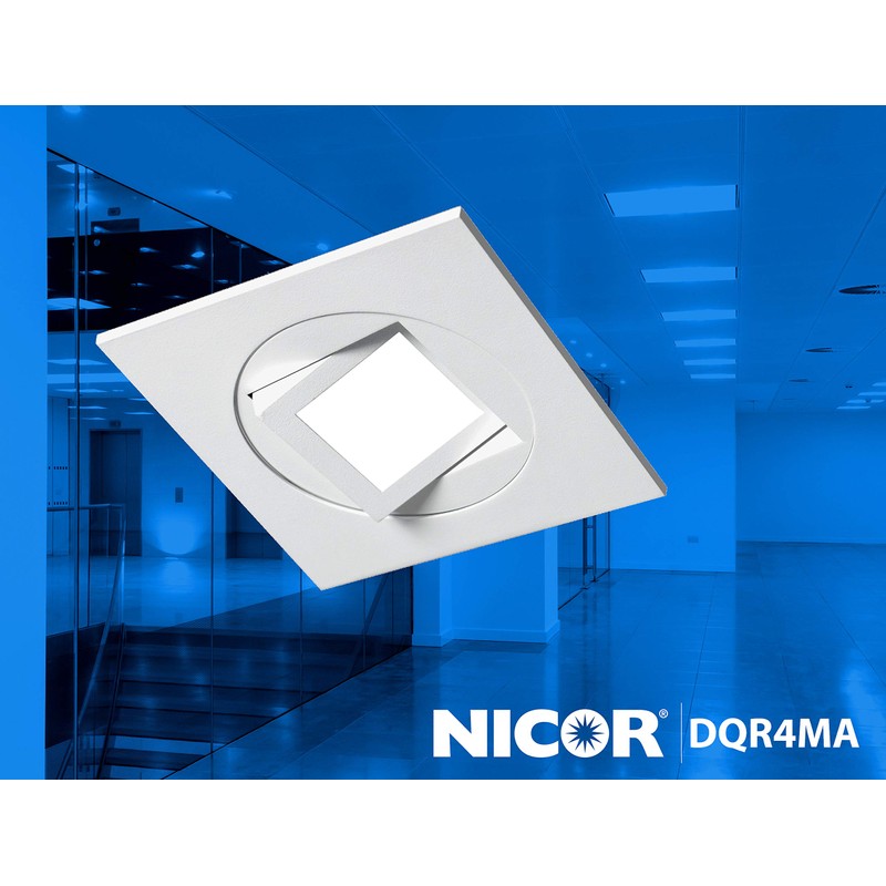 NICOR Lighting 4 inch White Square Multi-Adjustable Recessed LED Downlight,
