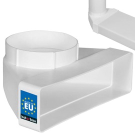 KOTARBAU® Flat Duct Deflection Piece 90° for Ventilation Duct Round-Square Transition 204 x 60 mm Plastic Transition Piece Diameter 100 mm White Duct Connector Duct Elbow Exhaust Air Supply Air Duct