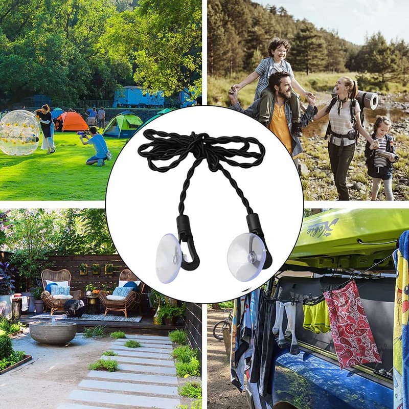2 Pack Travel Clothes Washing Line Clothesline Line Camping Elastic