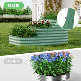 Galvanized Tiered Raised Garden Bed Kit with Open Base – 43x63x31.5 Oval Ground-Connected Planter for Vegetables, Herbs & Flowers (Modular 3-In-1Design),Green