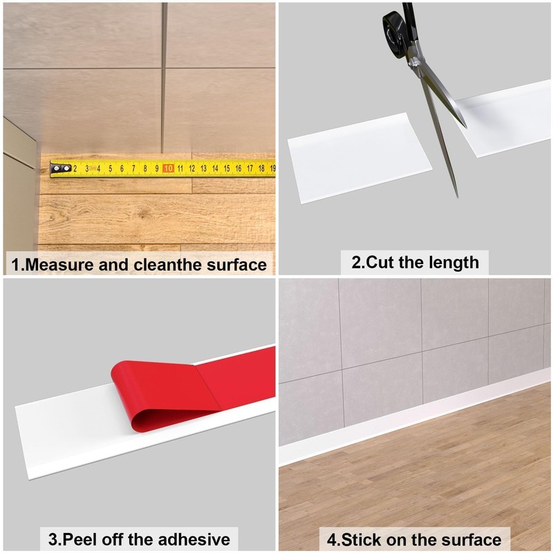 Peel and Stick Molding Baseboard Trim, 6 Inch Flexible Baseboard
