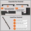 RECTOO 2FT Square Stair Railing Indoor, Black Wall Mount Handrail