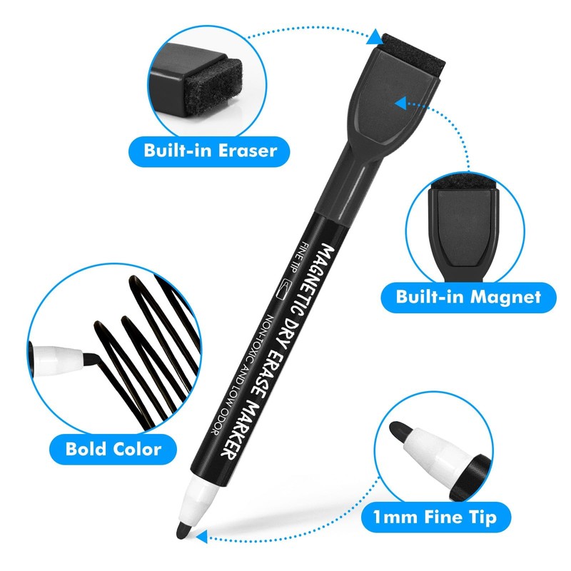 maxtek Magnetic Black Dry Erase Markers, 60 Count Fine Tip