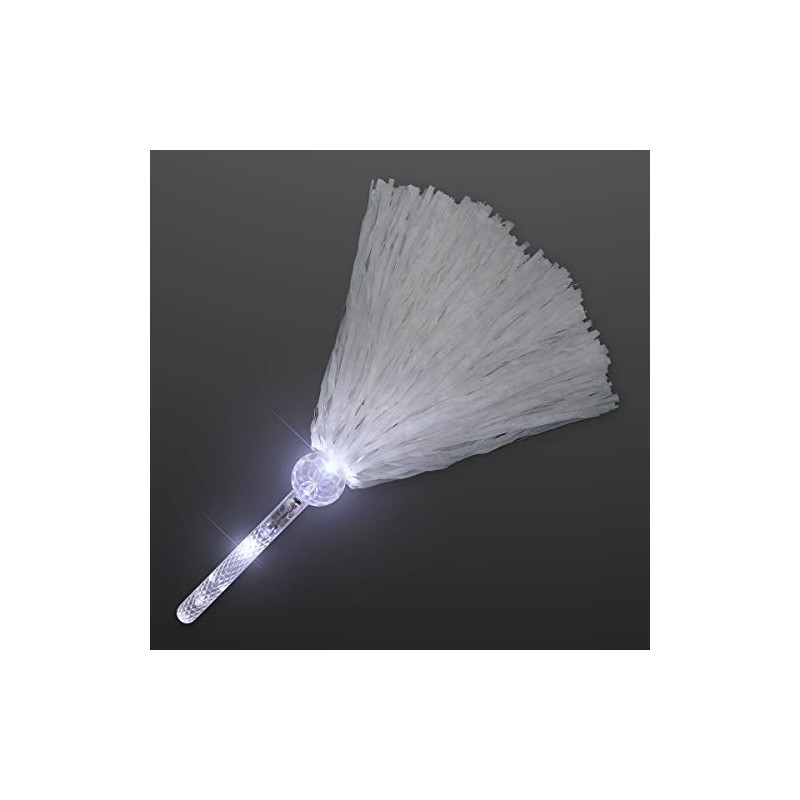 Set of 2 White Light Up Team Spirit Pom Poms