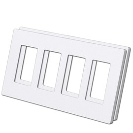 (2 Pack) BESTTEN USWP6 Matte Snow White 4-Gang Screwless Wall Plate, Decorator Outlet Cover, for Light Switch, Dimmer, USB, GFCI, Receptacle, H4.69” x W8.35”