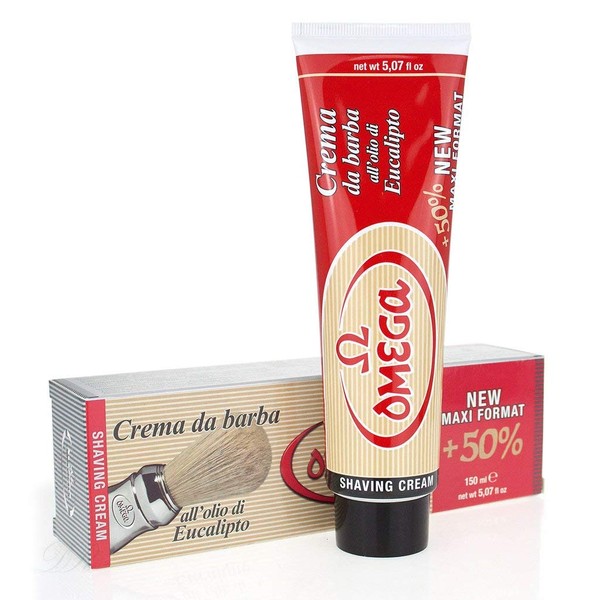 Crema de Afeitar Italiana marca Omega en tubo de 150 ml