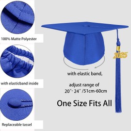 Grad HAGO Unisex Adult Graduation Cap with 2025 and 2026 Tassel Year Charm for High School & Bachelor Master Royal Blue