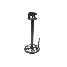 Handcrafted Nautical Decor Cast Iron Black Bear Kitchen Paper Towel Holder 16"