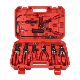 Handor 9pcs Hose Clamp Pliers, Wire Long Reach Hose Clamp Pliers Set Fuel Oil Water Hose Auto Tools for Automotive Coolant Radiator Heater and Water Hose with Band Flat or Large Clamps