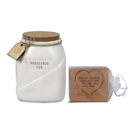 Young's Inc. Ceramic Blessing Jar with Blessing Cards - Cute Room Decor - Christian Gifts