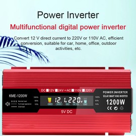 500W Car Power Inverter 12V to 110V AC Converter Solar Inverter LCD Digital Modified Sinewave Inverter with AC Outlets USB Charging Port On-Off Switch for Car RV Solar Panel